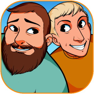 Christopher and Lee hosts as cartoons