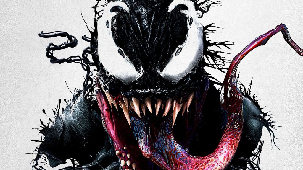 Venom illustrated face movie backdrop